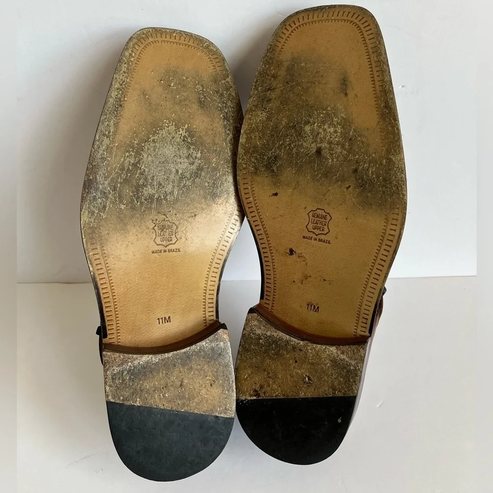 Stacy Adams Brown Leather Buckle Strap Sandals Size 11 M
